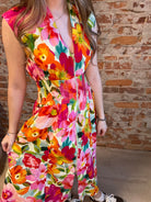 Trea Multicolord Zip Front Dress-Dresses-fate-The Funky Zebra Ames, Women's Fashion Boutique in Ames, Iowa