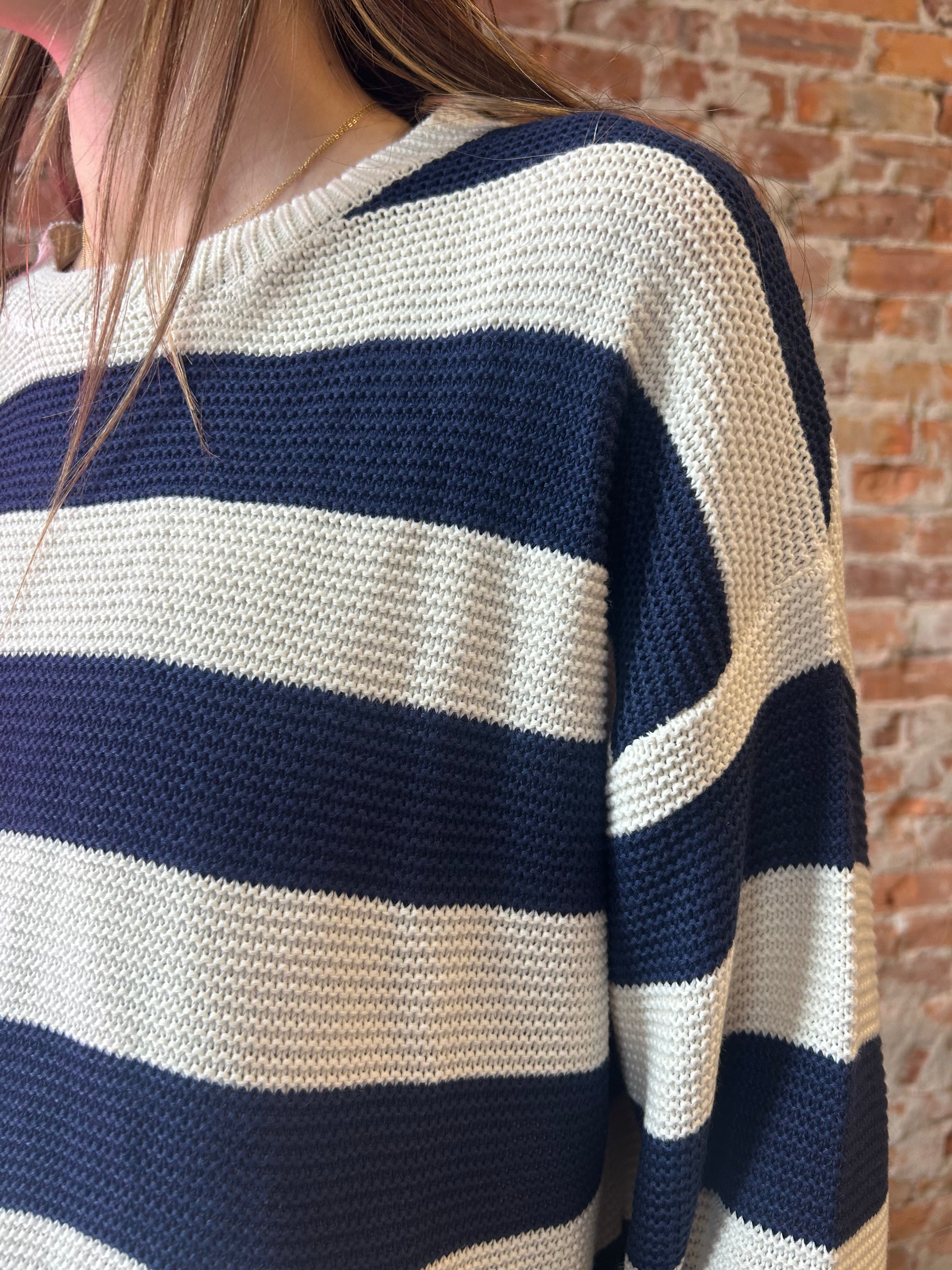 Heather Striped Pullover Sweater-Long Sleeves-Cozy Co-The Funky Zebra Ames, Women's Fashion Boutique in Ames, Iowa
