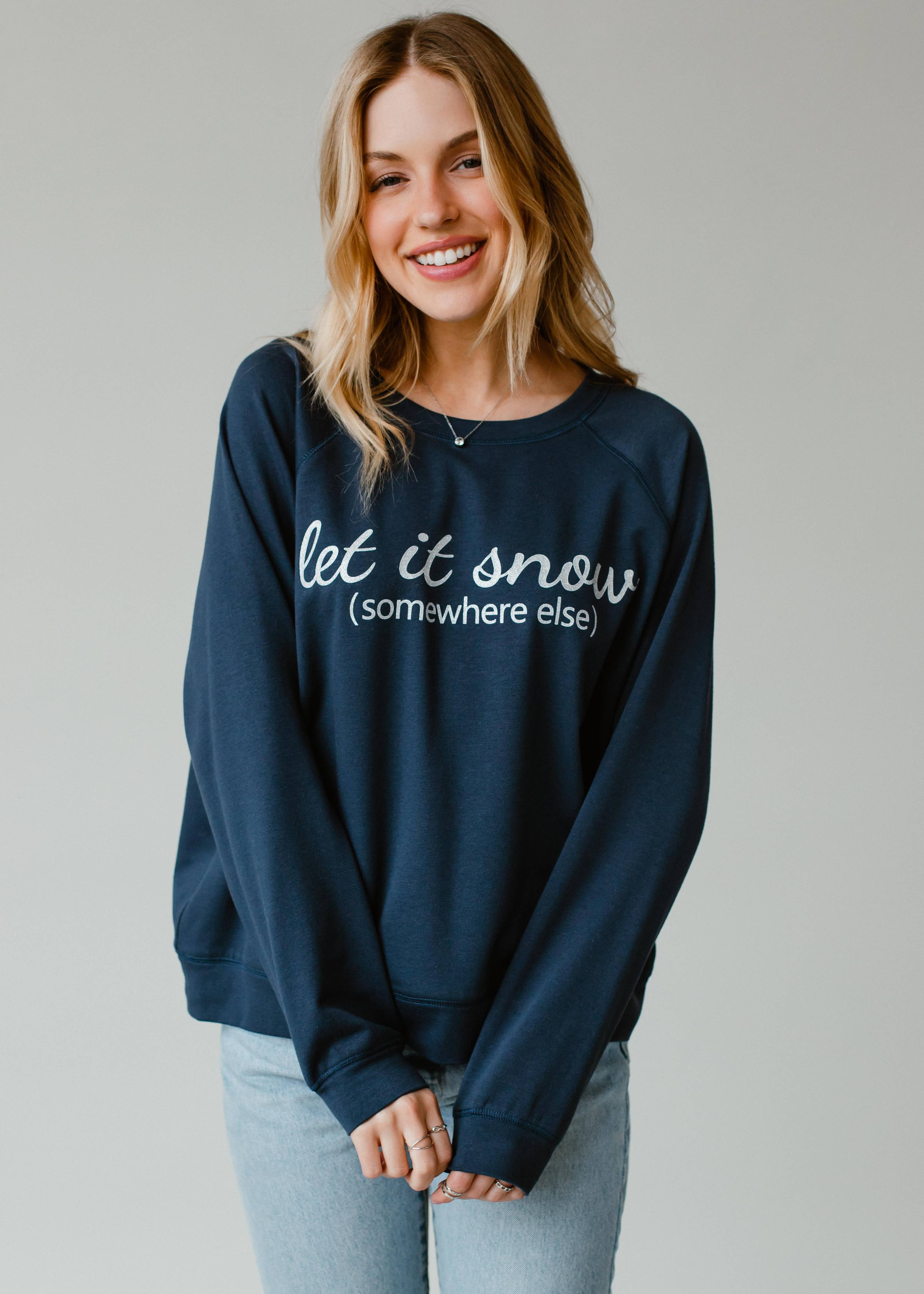 Let It Snow Sweatshirt-Panache Apparel Co.-The Funky Zebra Ames, Women's Fashion Boutique in Ames, Iowa