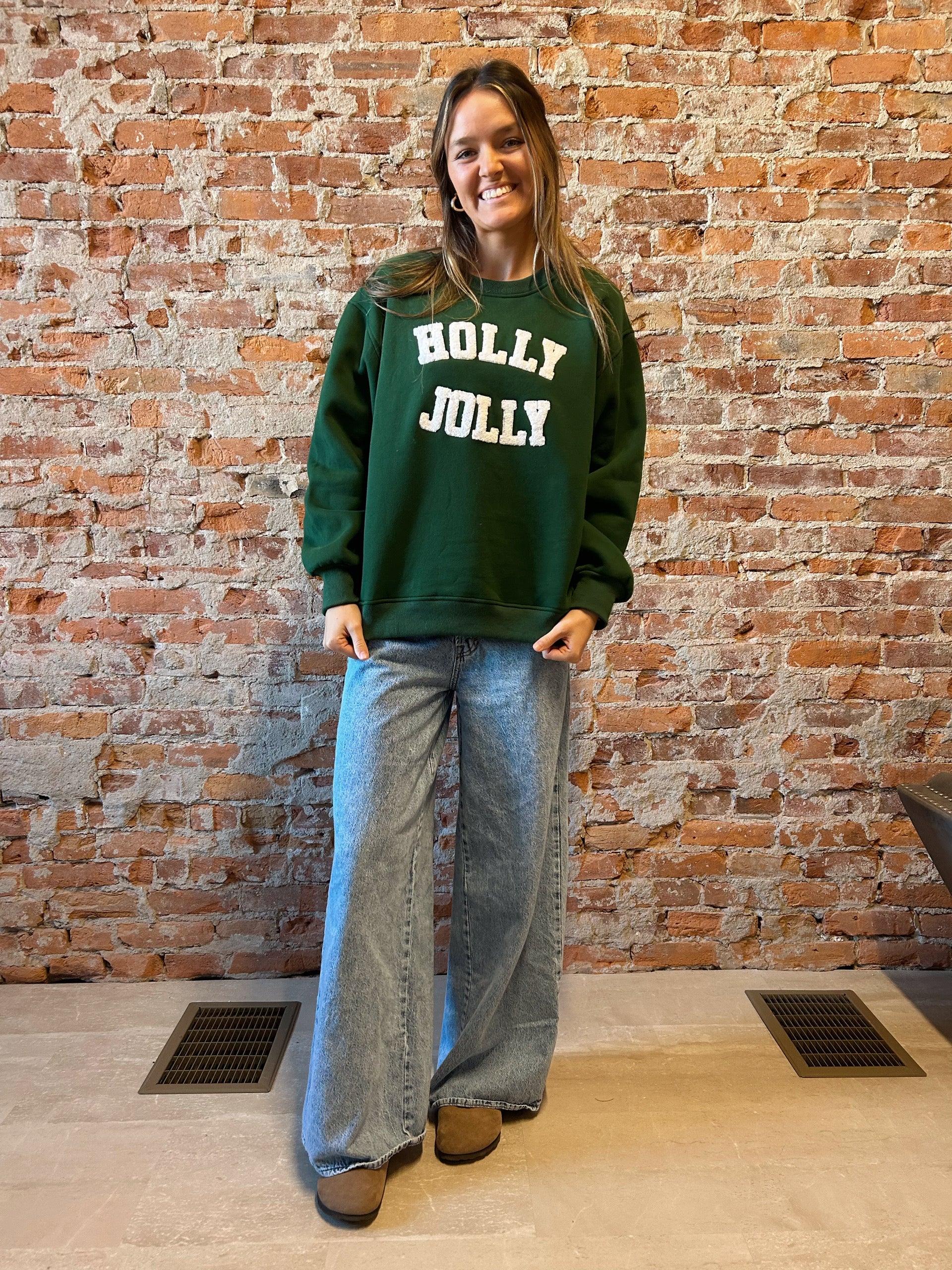 Holly Jolly Sweatshirt-2 Colors!-Panache Accessories-The Funky Zebra Ames, Women's Fashion Boutique in Ames, Iowa