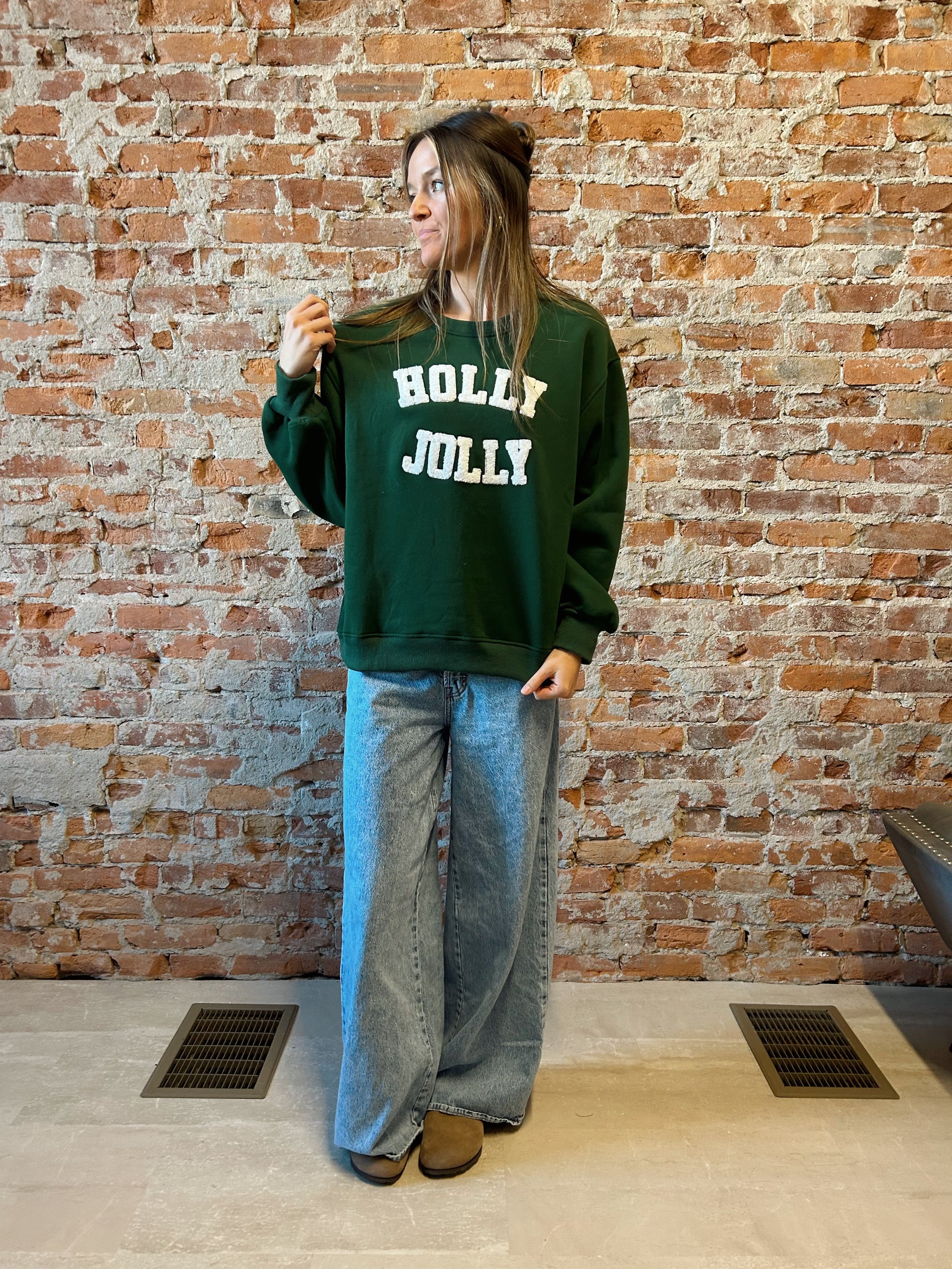 Holly Jolly Sweatshirt-2 Colors!-Panache Accessories-The Funky Zebra Ames, Women's Fashion Boutique in Ames, Iowa