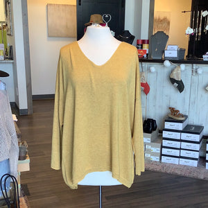 MN Mustard Basic Sweater-Curvy