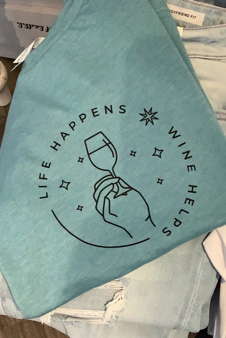 MN Life Happens Wine Helps-Graphic Tee's-The Funky Zebra Ames-The Funky Zebra Ames, Women's Fashion Boutique in Ames, Iowa