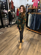 MN Emerald Flannel-Long Sleeves-Whiskey Wrangler-The Funky Zebra Ames, Women's Fashion Boutique in Ames, Iowa