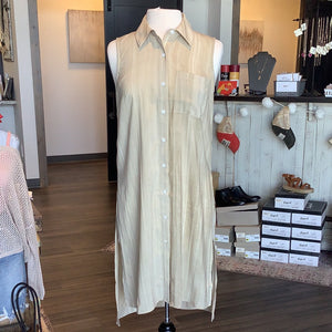 MN Crinkle Shirt Dress - Almond